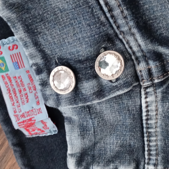 Sparkly Stretchy Bootcut Jeans Strappy Hips y2k Small - Picture 6 of 7